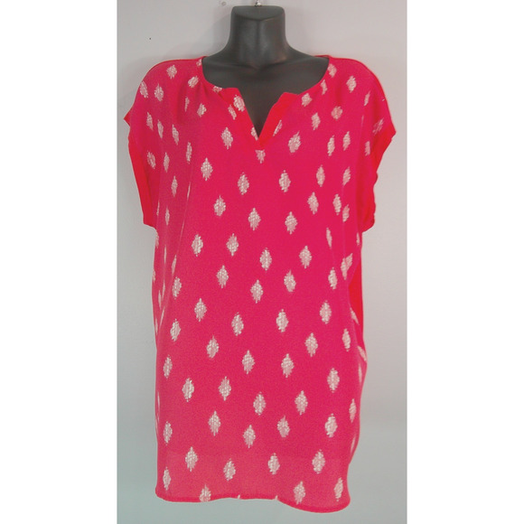 Paper Moon XXL Women's Short Sleeve Coral White V-neck Style PT9865-22 - Picture 1 of 8